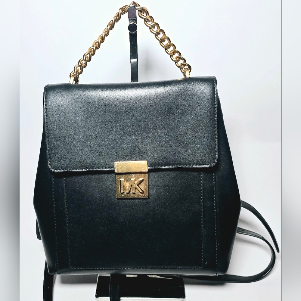 Michael Kors Mott Mindy Black Leather Backpack